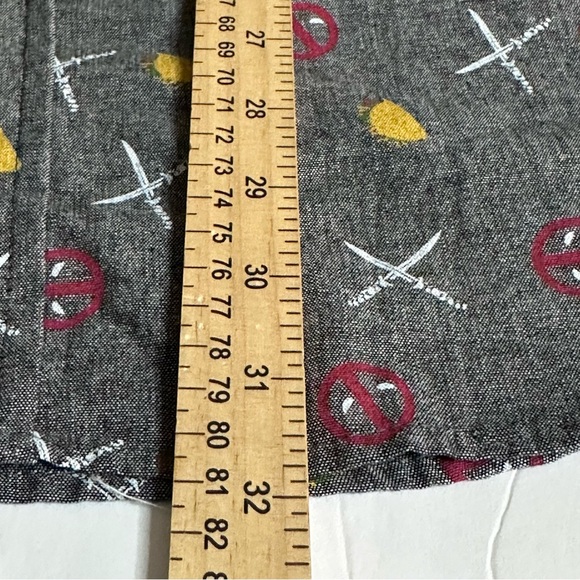 Marvel Deadpool Gray Short Sleeve Button Down Shirt All Over Print Men’s Large - Picture 5 of 7